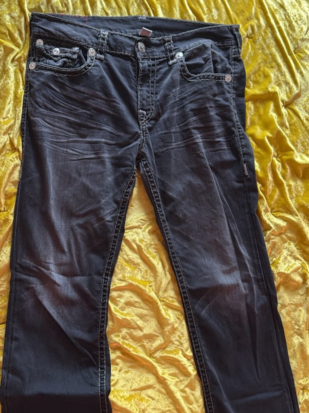 True Religion Men's Black Slim Straight Jeans